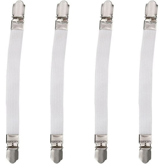 Bed Sheet Holder Straps, Elastic Sheet Band Straps Clips Adjustable Sofa Cushion Fasteners Suspenders Mattress Cover Grippers(White)