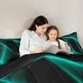 thumbnail image 4 of Manfei Geometric Stripes Lines Twin Bedding Sets 7-Piece,Minimalism Geometric Ribbon Bedding Comforter Set,Neon Cyan Black Sheet Sets For Boys Teens,Ultra Soft Room Decorative,Reversible, 4 of 8