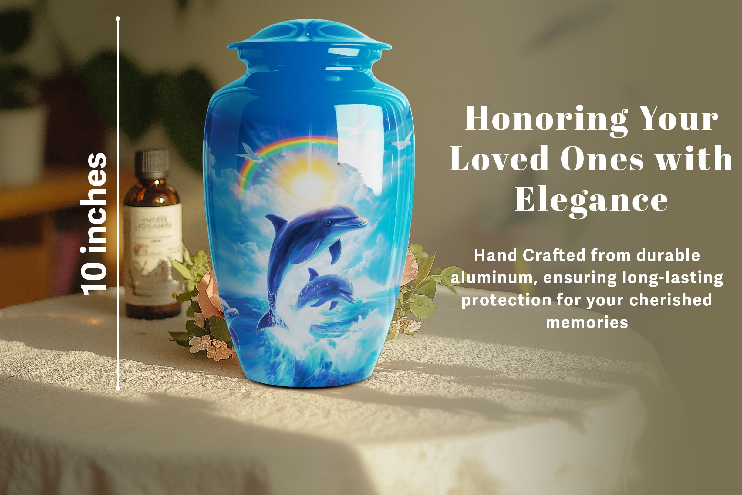 Dolphin Urn for Ashes Adult Female, Large Urns for Human Ashes Adult Man