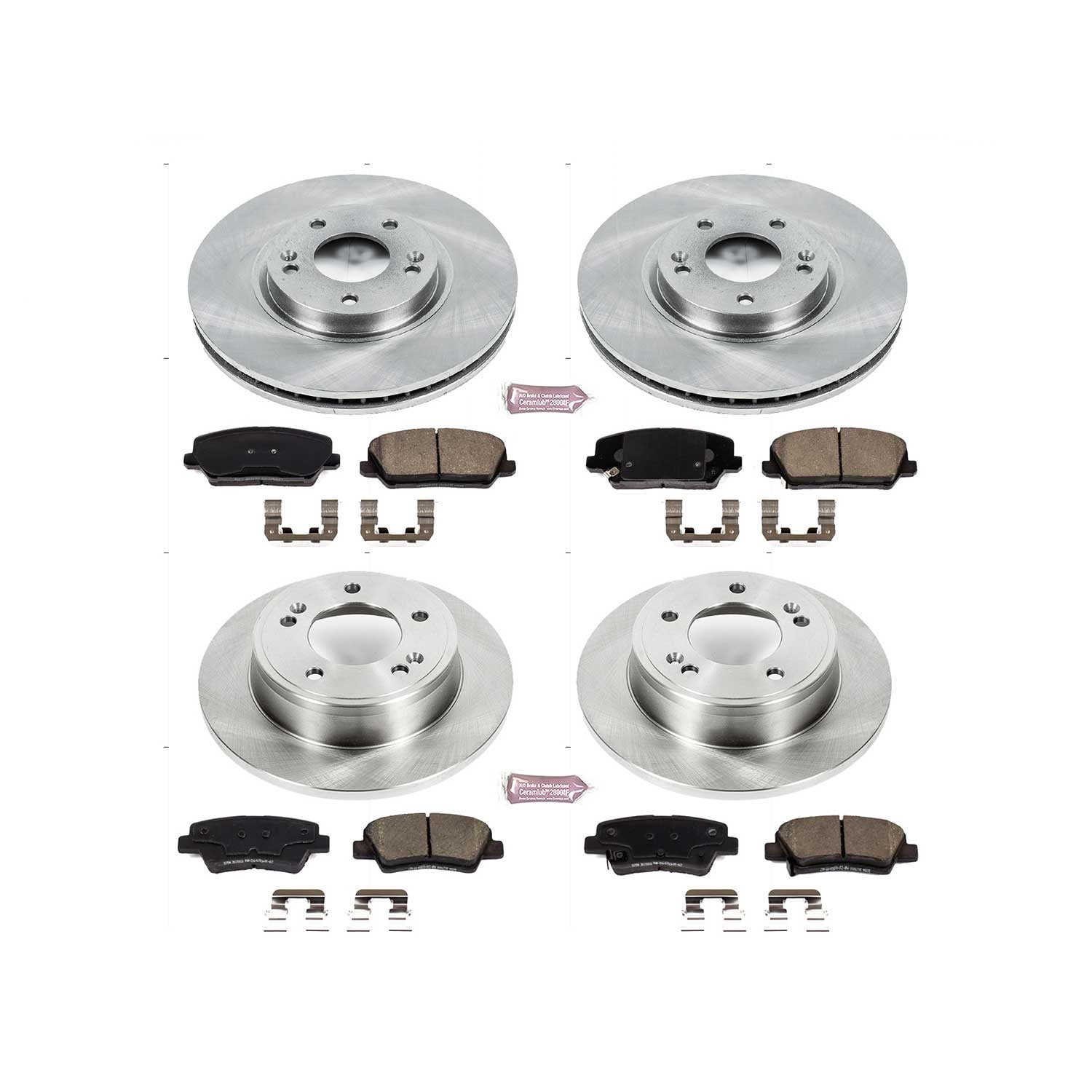 PowerStop Front and Rear Stock Replacement Brake Pad and Rotor Kit Fits: HYUNDAI KIA Select Models KOE7583