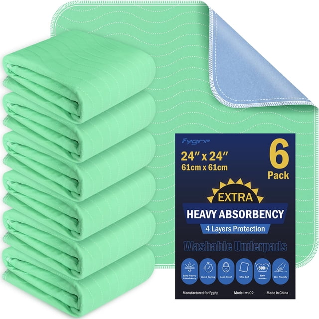 Almohadillas lavables FYGRIP, absorbentes extrapesadas, 6 unidades, 60 x 60 cm