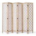 thumbnail image 5 of Jostyle 6 Panel Room Divider Privacy Screen - Foldable Partition with Natural Paulownia Wood Frame, Diamond Pattern Non-Woven Fabric for Living Room, Bedroom, Office Espresso & White, 5 of 11
