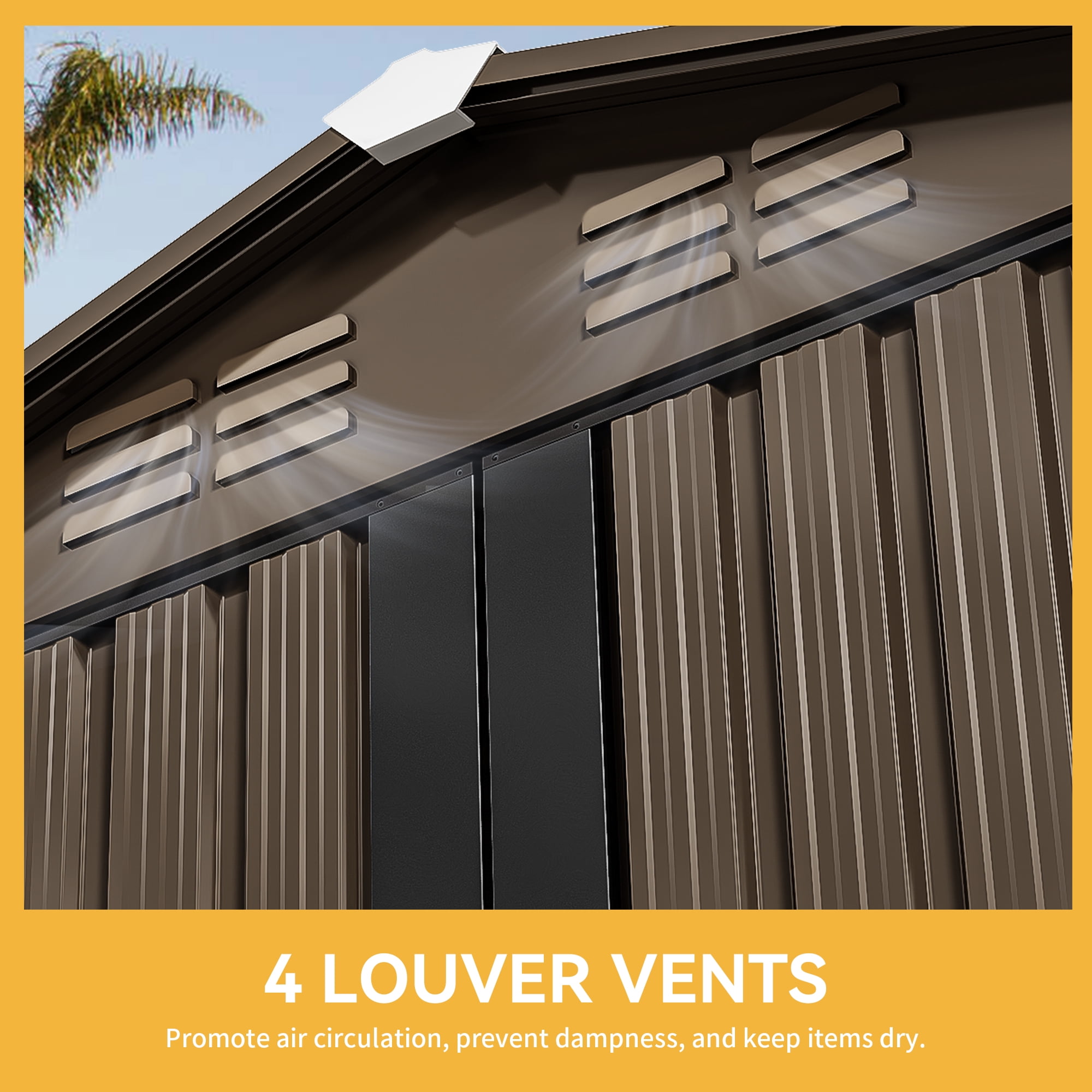 Uforic 6' x 4' Outdoor Metal Storage Shed, Large Tools Storage Shed with Lockable Double  Doors & Air Vent for Backyard, Patio, Lawn