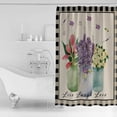 thumbnail image 3 of Hokiten Shower Curtain, Spring Floral Tulip Fabric Shower Curtains for Bathroom, Black Check Buffalo Bath Curtain Waterproof Bathtub Curtains with 12 Hooks, Long 72" x 84", 3 of 7