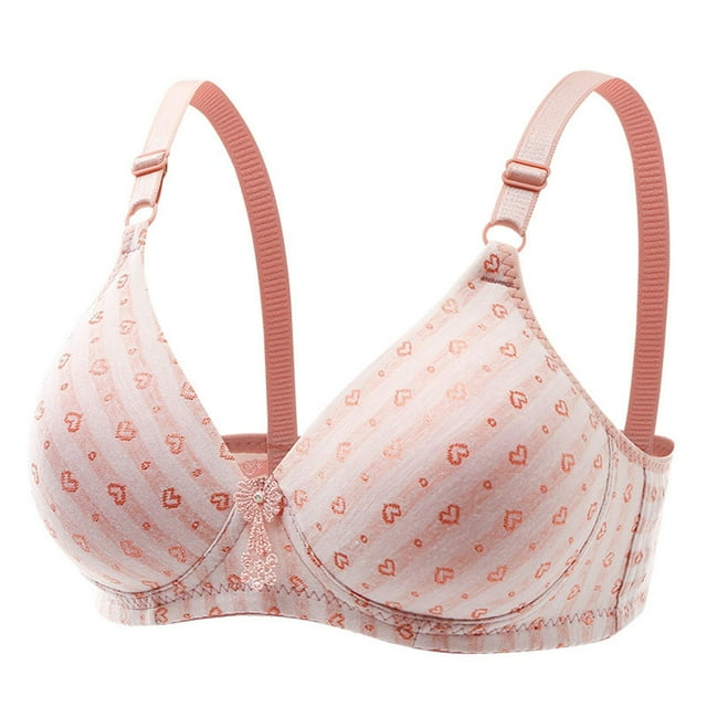 WRKEKC Wireless Bras for Women Plus Size Bra with Heart Print and Side Support for Comfortable Lift
