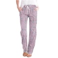 thumbnail image 1 of Mefallenssiah Mode Femmes Pantalon Décontracté Imprimé Floral Élastique Ample Jambe Large Droite, 1 of 4