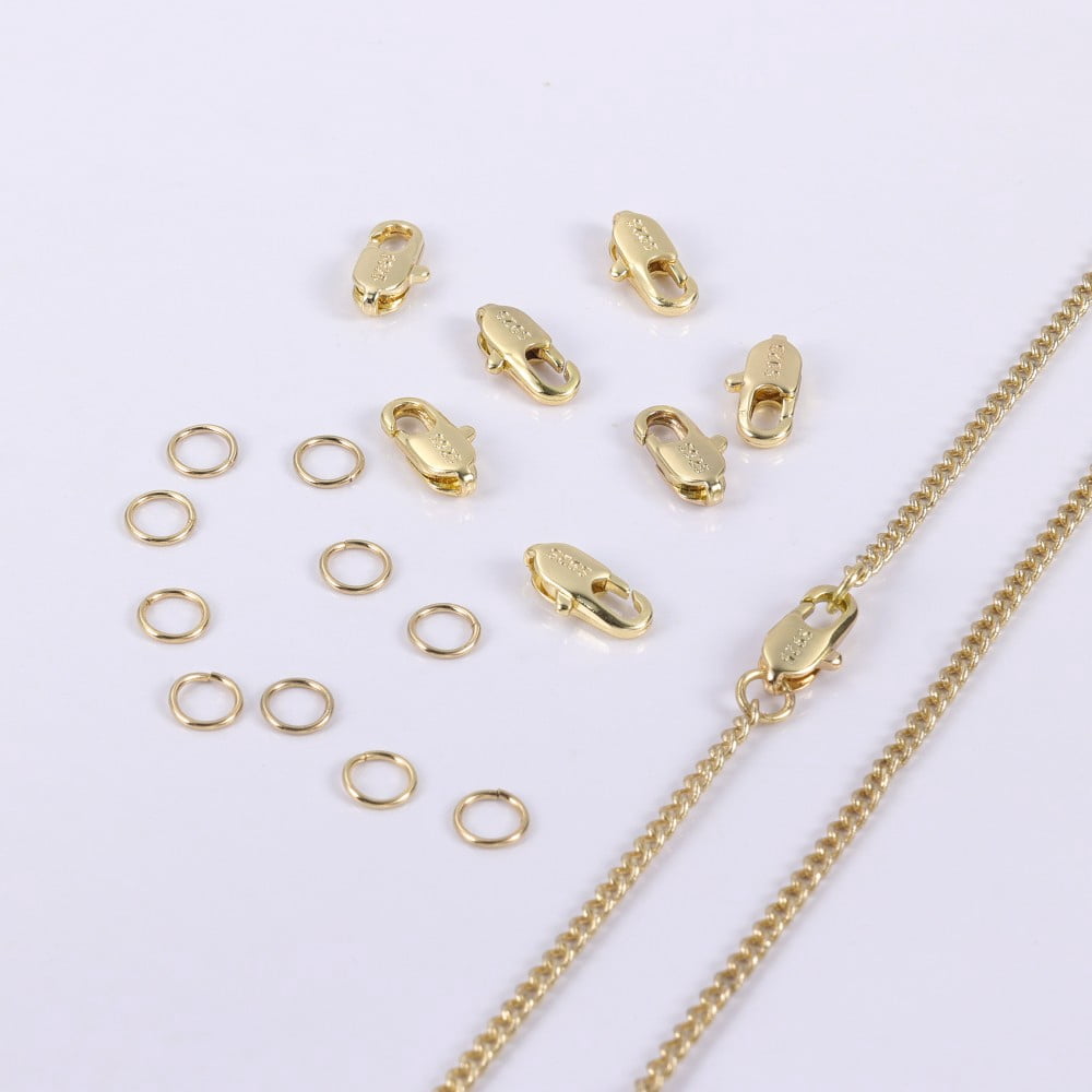 Lancharmed 14K Gold Plated Square Clasp 8 Open Jump Rings 10 Necklace Jewellery Clasp Necklace Extenders for Women Women Gifts