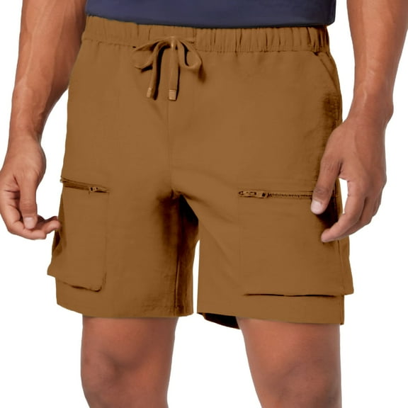 Youmylove Men's Casual Shorts Solid Color Zipper Double Pocket Work Pants For Men Leisure Loose Comfortable Trendy Sports Shorts Summer Tactical Pants