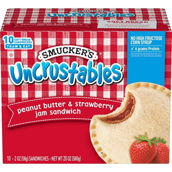Uncrustables Peanut Butter & Strawberry Jam Sandwich, 10-Count Pack