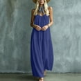 thumbnail image 5 of VBVC Women's Cotton Linen Spaghetti Strap Maxi Dress , Summer Casual Long Dress For Women , Ladies' Loose Fit Beach Vacation Dress with Pockets,Blue,S-2XL, 5 of 7