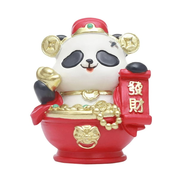 Figurita de Panda de año Nuevo, Adorno de Mesa, Escultura Fengshui, Material Decorativo de Resina Adorable para Regalo de Inauguración de La Casa, 202 Estilo A