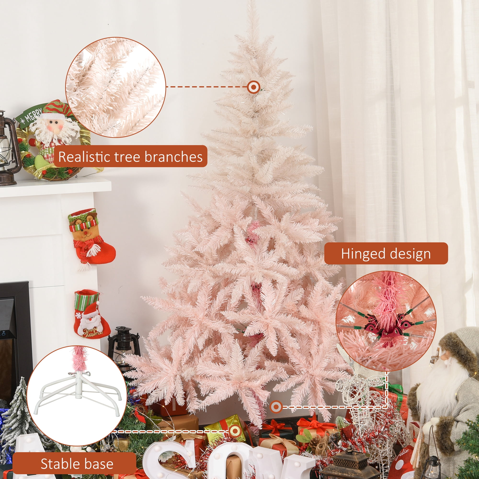 7ft Unlit Full Christmas Tree 1000 Tips Auto-Open Branches Flame Retardant Indoor Decor