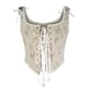 thumbnail image 3 of ICHUANYI Clearance Women Casual Sexy Eyelet Lace-up Floral Print Fishbone Court Vintage Corset Straps Tank Top(Beige, L) Ichuanyi Ichuanyi, 3 of 9