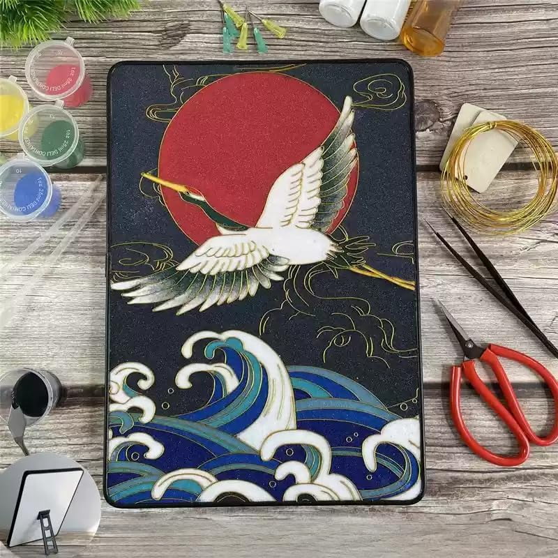 Cloisonne Filigree Enamel Paint by Numbers Kit, All in One with Tools, DIY Craft, Starter Set for Adults and Beginners, Easy Instructions, Hobby for Adults Teens Elderly Handmade Home Decor Gifts
