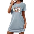 thumbnail image 2 of Camisón corto de talla grande para mujer, camisón de manga corta con estampado de pecho a la moda, camisón para mujer, 2 of 5