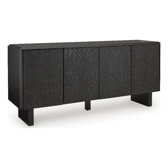Bowery Hill Solid Wood Contemporary Black Finish Accent Cabinet