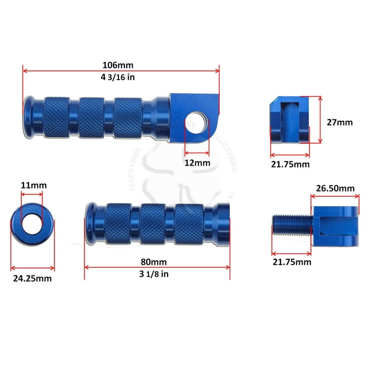 Blue Round Front Set Foot Pegs Kawasaki Ninja Rider Main Steps ZX