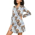 thumbnail image 3 of joogoo Highland Cattle Flower-w6 Women's Long Sleeve Nightgown Sleepwear L, 3 of 8