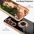 thumbnail image 5 of for Samsung Galaxy S23 Case with 1 Screen Protector, Built-in 360° Rotation Ring Holder Magnetic Stand, Luxury Shiny Plating Edge Shockproof Electroplated Protective Phone Cover (Black/Golden), 5 of 14