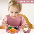 thumbnail image 2 of 5Pcs Baby Silicone Tableware Set Infant Solid Color Waterproof Bib Newborn Feeding Burp Toddler Dinner Plate And Mini Spoon, 2 of 5