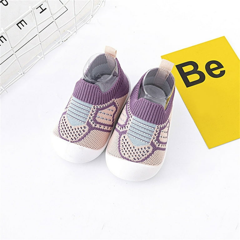 JDEFEG 9T Girls Shoes Toddler Kids Baby Boys Girls Shoes First Walkers  Breathable Soft Antislip Wearproof Crib Shoes Prewalker Size 5T Light Up  Shoes Cotton Purple 24 