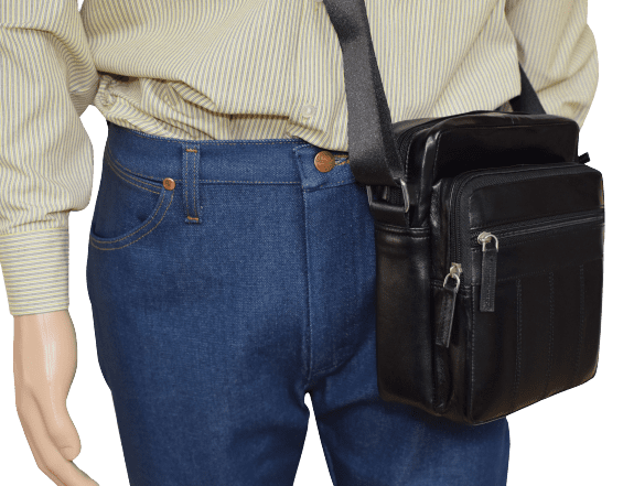 Mens Genuine Leather Shoulder Messenger Bag for Men Adjustable Shoulders Sling Crossbody Bags for Travel Work Business Handbag