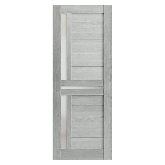Slab Barn Door Panel 24 x 80 inches | Veregio 7288 Light Grey Oak with Frosted Glass | Sturdy Finished Interior Doors | Pocket Closet Sliding