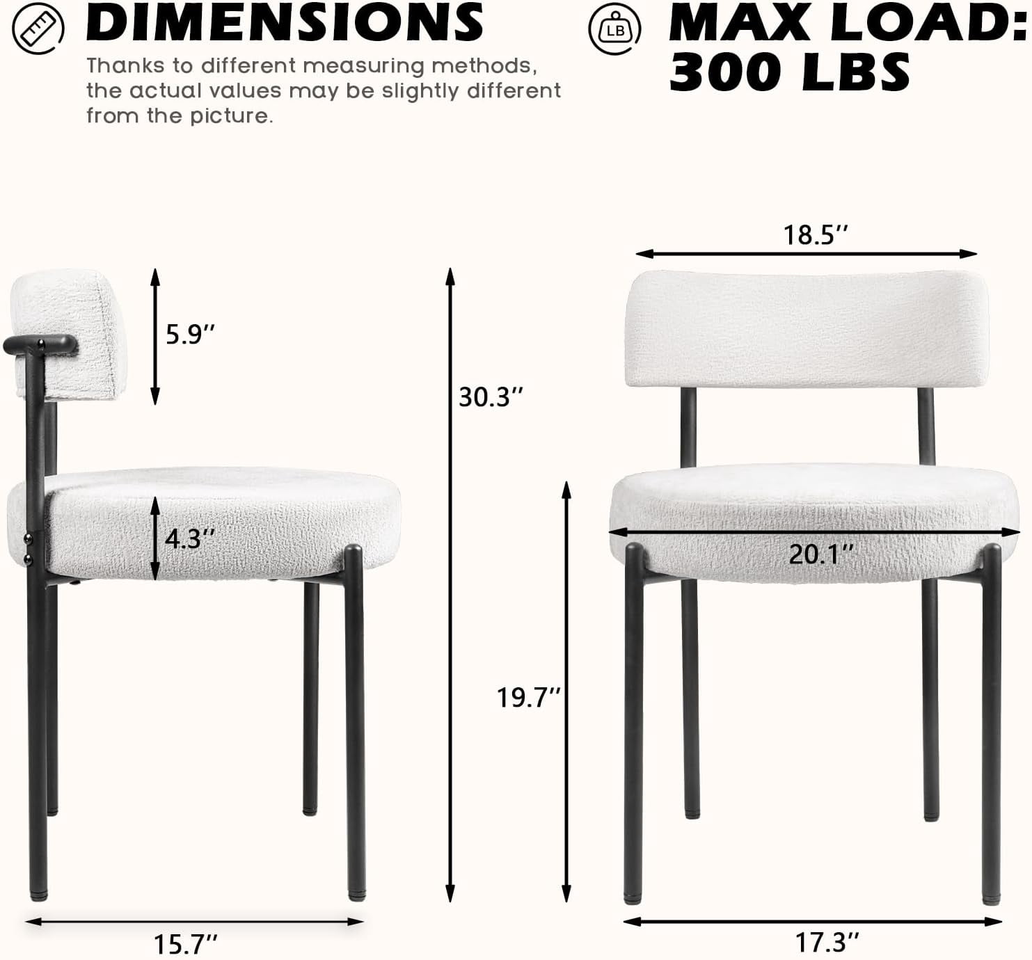 Vitesse Fabric Dining Side Chairs, White (Set of 4)