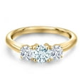 thumbnail image 3 of Gem Stone King 10K Yellow Gold Sky Blue Aquamarine and White Zirconia Engagement Ring for Women | 1.00 Cttw | Round 5MM | Gemstone March Birthstone | Size 8, 3 of 6