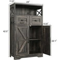 thumbnail image 2 of Farmhouse Storage Cabinet with Drawers and Shelf, Freestanding Kitchen Pantry Storage Cabinet, Floor Hutch Cupboard for Kitchen, Living Room, Home Office, Dark Rustic Oak, 2 of 15