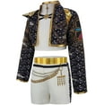 thumbnail image 4 of 3PC Girls Pop Singer Stage Costume Halloween Jacket T-Shirt Shorts Set, Size 7-8Y, 4 of 7