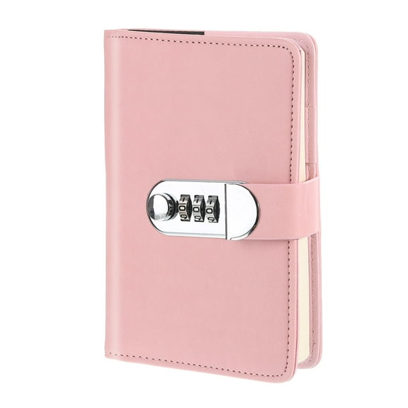 A6 Diary with Lock, Journal with Lock Cute Journaling Leather Notebook Journal Diary with Pen Slot, Pink