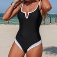 thumbnail image 6 of JIAYUE Women's One-Piece Swimsuit Sleeveless Notch V Neck Casual Solid Color Athletic Slim Fit Monokini For Swimming Beach Wear Breathable Female Swimwear, 6 of 6