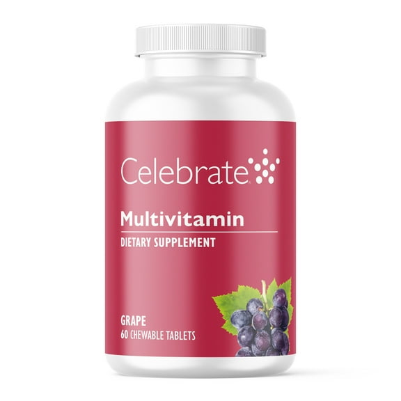 Celebrate Vitamins Bariatric Multivitamin Iron Free Chewables, Grape, 60 Count