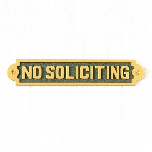 Renovators Supply Solid Brass Sign No Soliciting 2 1/8 H x 10 3/4 W