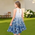 thumbnail image 7 of Abcomgle Girls Summer Dress Size 7-8 Casual Halter Neck Sleeveless Midi Dress Floral Print A-line Sundresses Flare Swing Dresses 3-4 Years,Sky Blue, 7 of 7