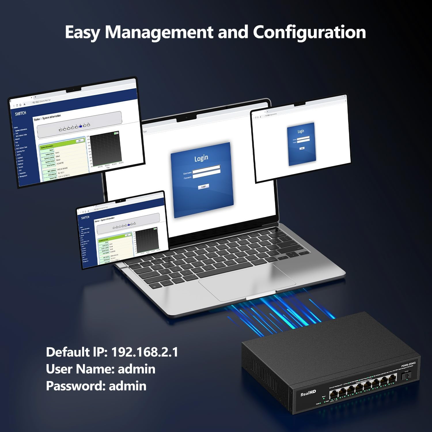 8 Port 2.5G Gigabit PoE Web Managed Switch with 10G SFP, IEEE8023af/at PoE 135W, Support WiFi6 AP, NAS, PoE Camera NVR