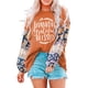 thumbnail image 4 of ABPHQTO Top de manga floral con estampado floral de Thankful Grateful Blessed para mujer de color marrón, 4 of 5