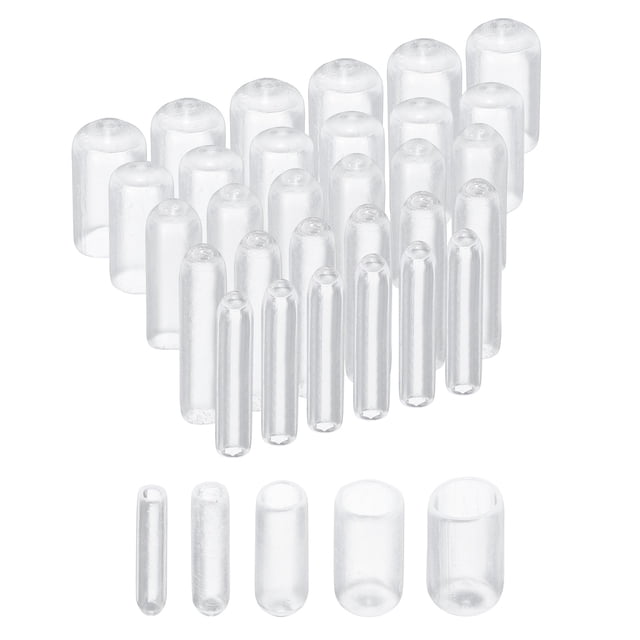 100 piezas de tapas de goma redondas 1/8" 3/16" 1/4" 5/16" 3/8" protectores de rosca con cubierta de vinilo transparente