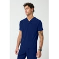 thumbnail image 4 of Cherokee Infinity Men's Partial Zip V-Neck Scrub Top with 3 Pockets Rib-Knit Side Panels IN702A, XS, Navy, 4 of 7