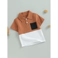 thumbnail image 3 of Wassery Toddler Kids Boys Clothes 3 4 5 6 7 Year Little Boys Short Sleeve Collared T-Shirt Contrast Color Summer Casual Tops, 3 of 8