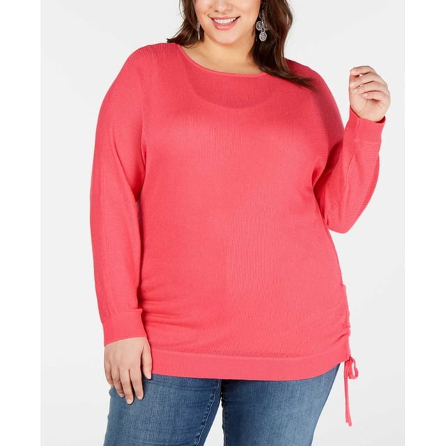 INC International Concepts Chandails à Cordon pour Femme, Rose Corail, 2X
