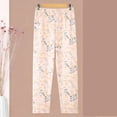 thumbnail image 2 of TEAJOPSUU Plus Size Women Pajama Pants Soft Long Sleep Lounge Pants Elastic Waist Floral Printed Sleepwear Bottoms with Pocket XL-5XL A-Beige, 2 of 5