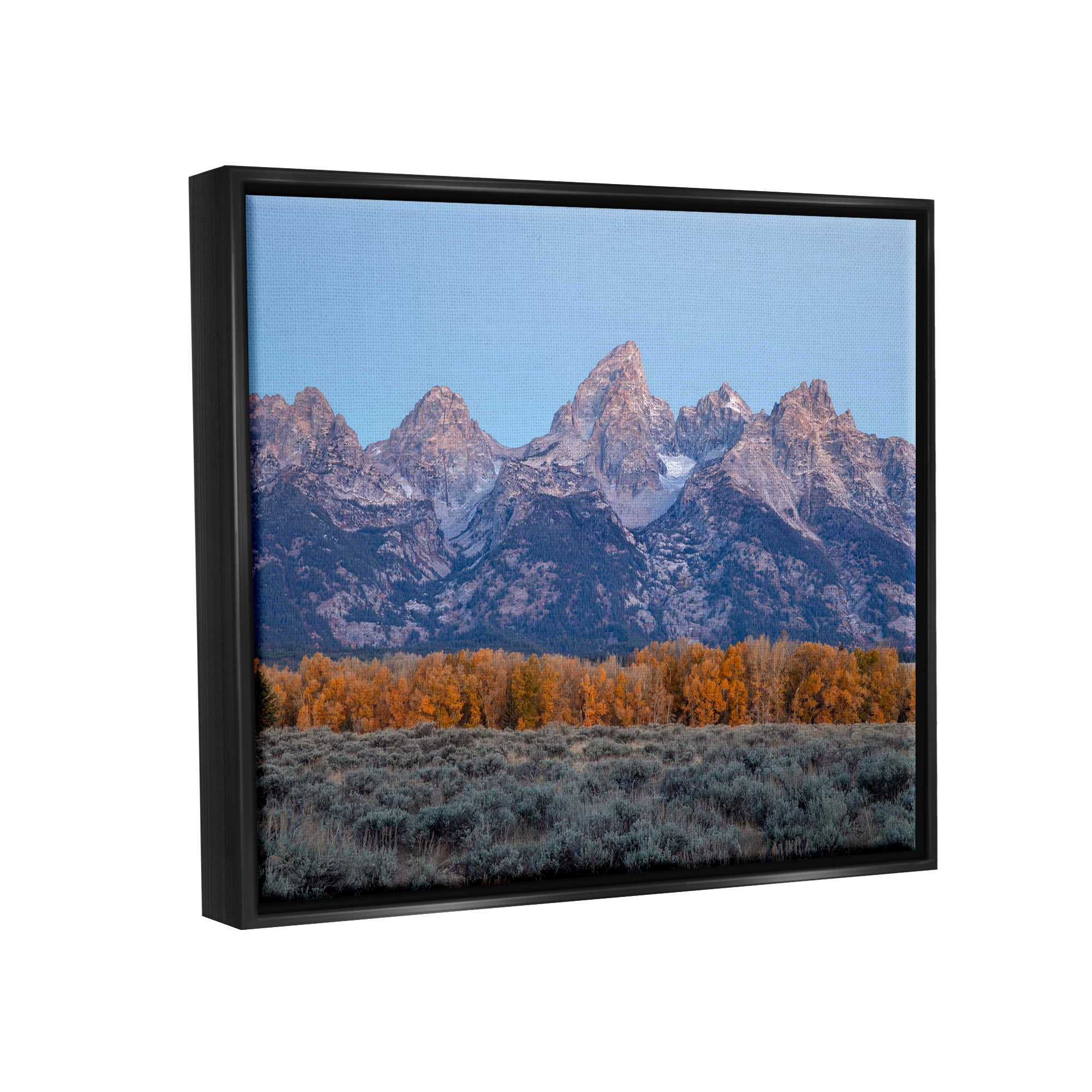 Stupell Industries Mountain Peaks Scenery Landscape Photography Black Floater Framed Canvas Art Print Wall Art, 31 x 25