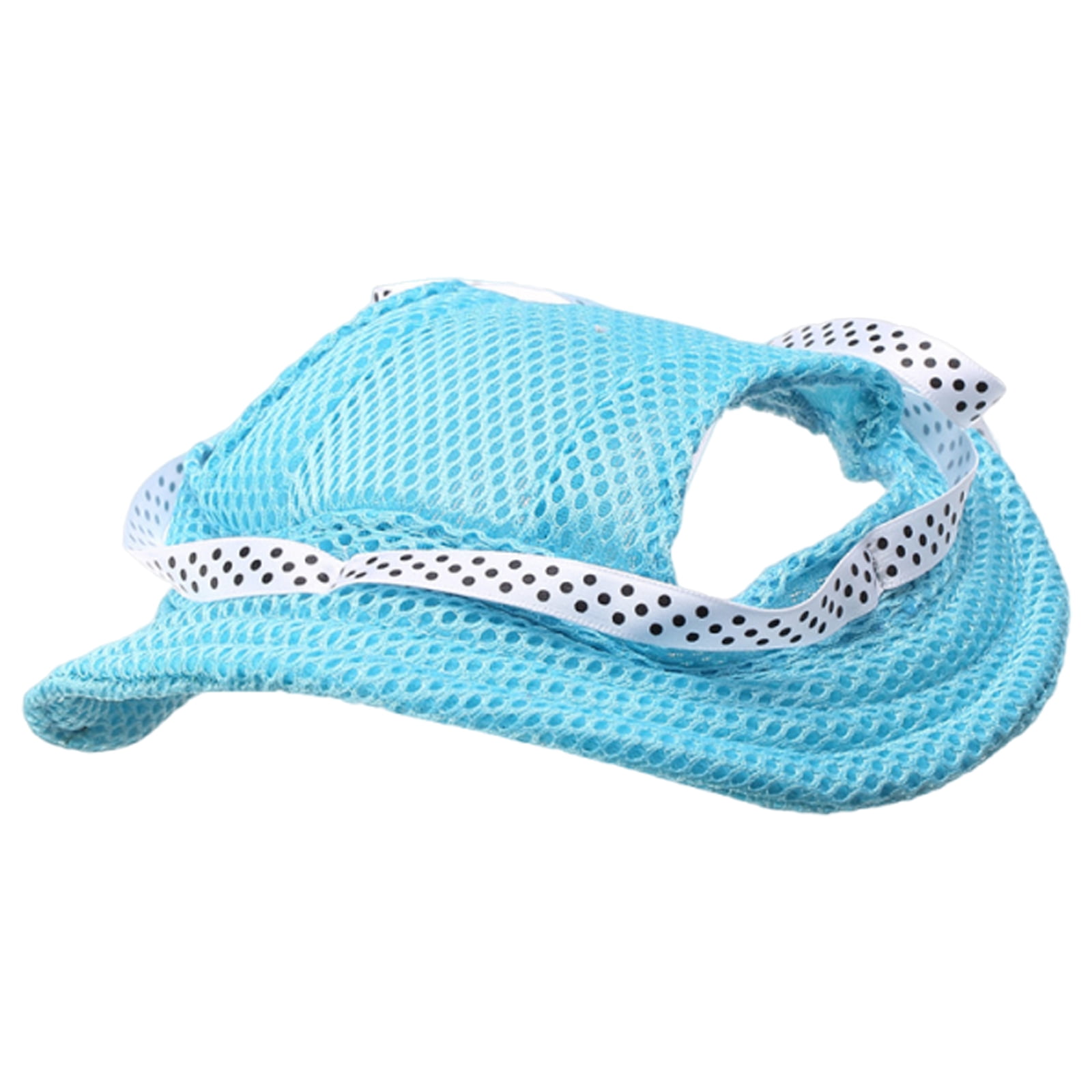Custom Pet Princess Hat Breathable Mesh Cap with Polka Dot Ribbon Wide Brim Lightweight Summer Personalization Handmade Headwear for Dogs Cats