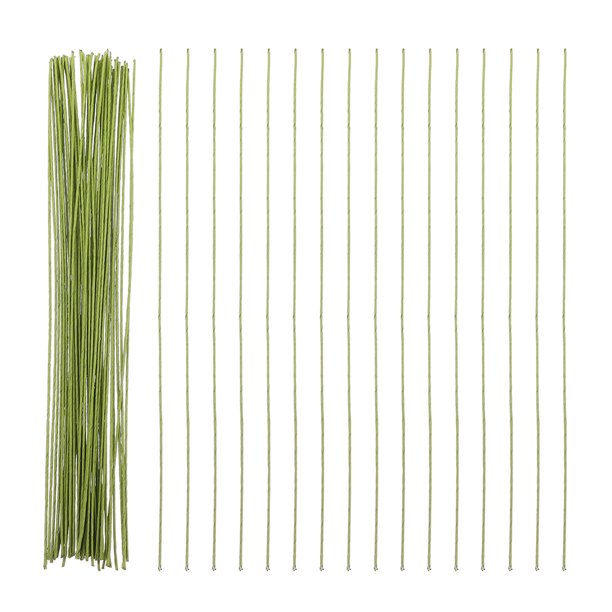 50 piezas de alambre para tallos florales: alambre de hierro flexible envuelto en papel verde - para arreglos florales DIY, manualidades con flores artificiales, decoración para el hogar y eventos