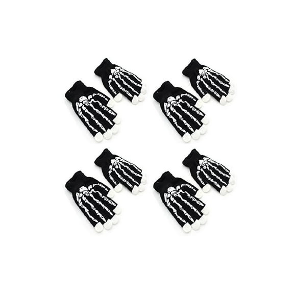 4 X C&H Solutions LED Light Gloves Xmas Gift, Birthday Gift, Halloween, Event Light Show Party Gloves with Extra 4 Pcs of Batteries (Skeleton 7 Color & 6 Modes Gloves)