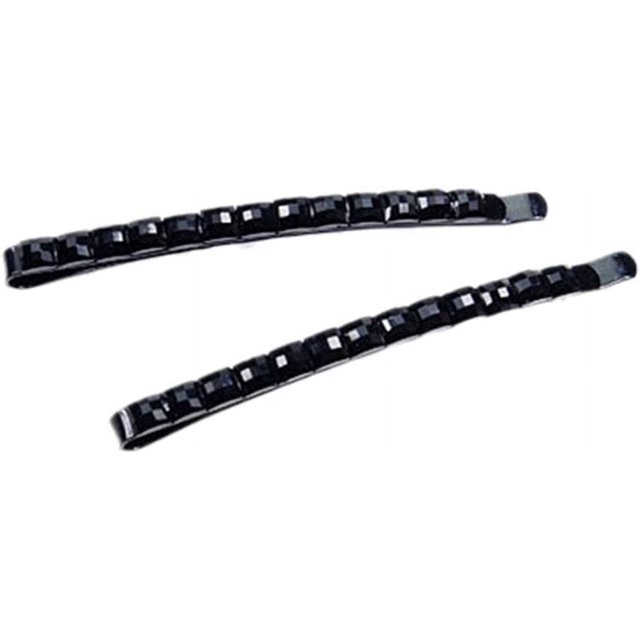 2 pasadores de diamantes de imitación negros con diamantes de cristal, horquillas brillantes para el pelo, decoración brillante para el pelo para mujeres, flequillo de metal, horquillas para el pelo