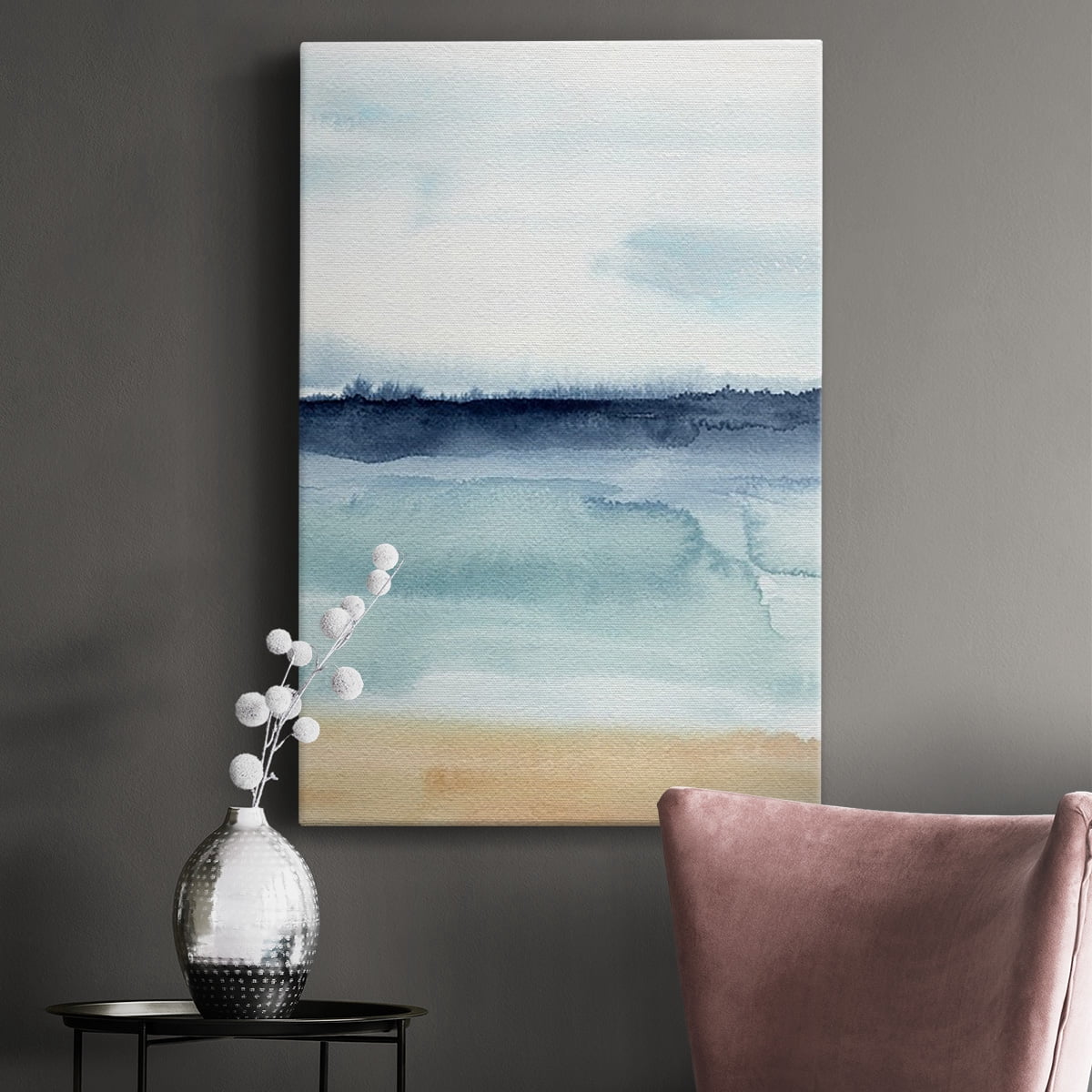 Watercolor Ocean Horizon I Premium Gallery Wrapped Canvas - Ready to Hang