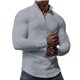thumbnail image 2 of Blusa y camisa de manga larga con cuello alto para hombre, moda de color liso, media cremallera, blusa de manga larga con cuello alto, blusa de poliéster para hombre, 2 of 9